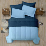 CUBRELECHO DOBLE FAZ CAMA KING - AZUL OSCURO/AZUL CLARO - Imagen 2